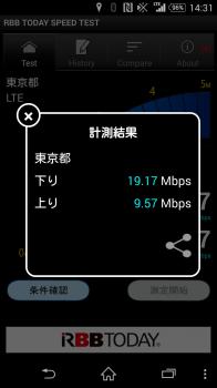 2015/04/09 楽天モバイル スピードテスト結果
