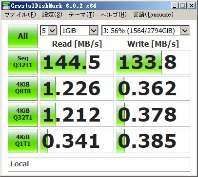 iSCSI テスト: ローカル